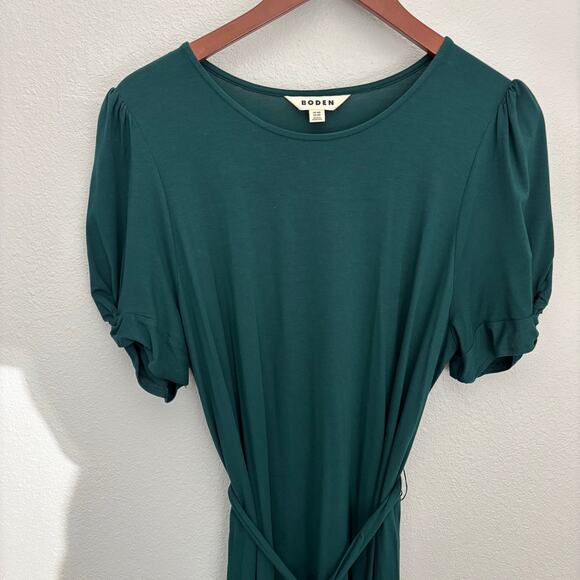 Boden Size 12 Green Puff Sleeve Dress Minimalist Holiday - Picture 4 of 10